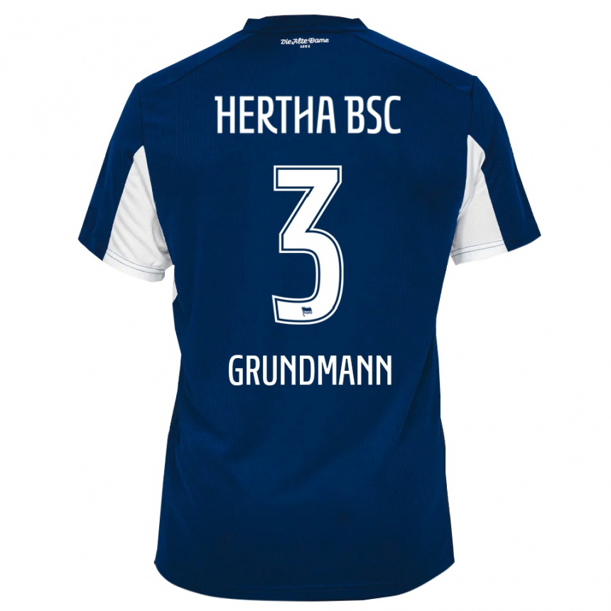 נשים כדורגל לאון גרונדמן #3 לבן כחול ג'רזי ביתית 2025/26