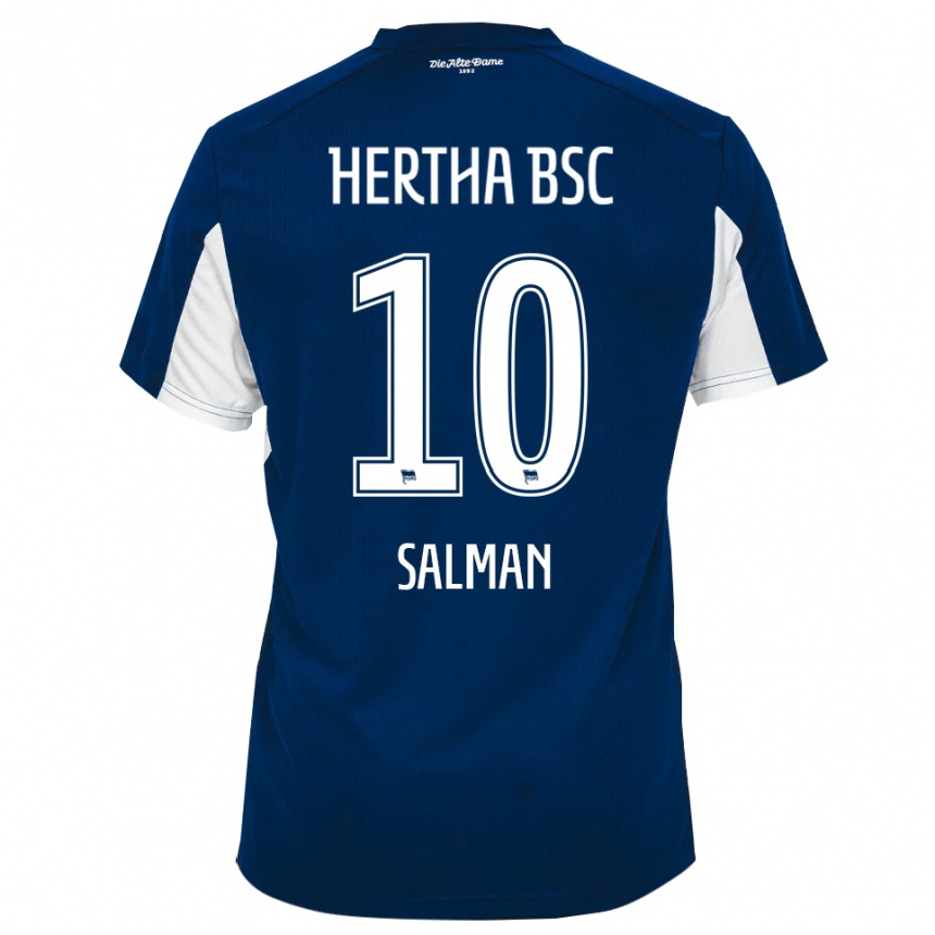 נשים כדורגל Ali Salman #10 לבן כחול ג'רזי ביתית 2025/26