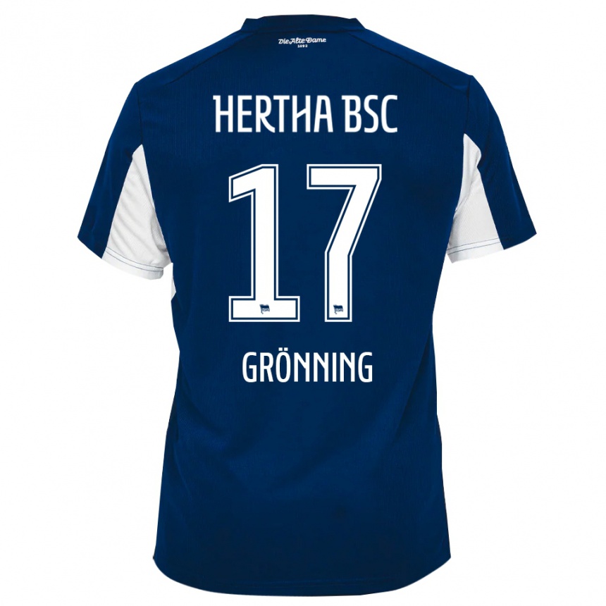 נשים כדורגל סבסטיאן גרונינג #17 לבן כחול ג'רזי ביתית 2025/26