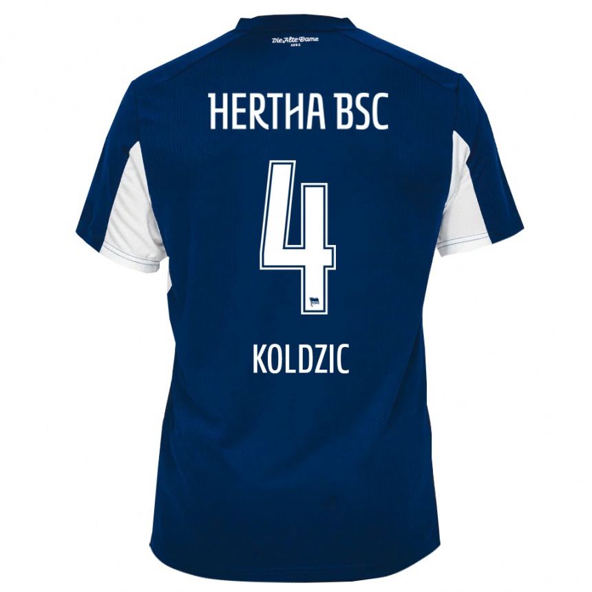 נשים כדורגל דניס קולדז׳יץ׳ #4 לבן כחול ג'רזי ביתית 2025/26