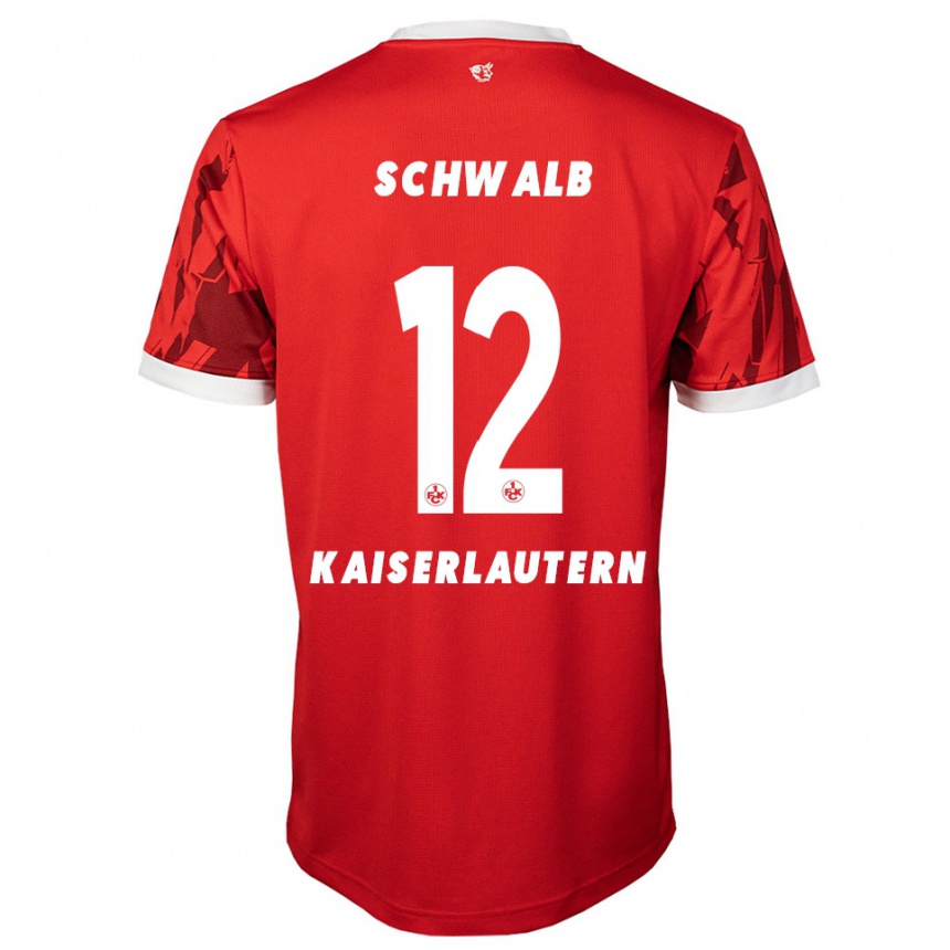 נשים כדורגל יאניק שוואלב #12 אדום לבן ג'רזי ביתית 2025/26