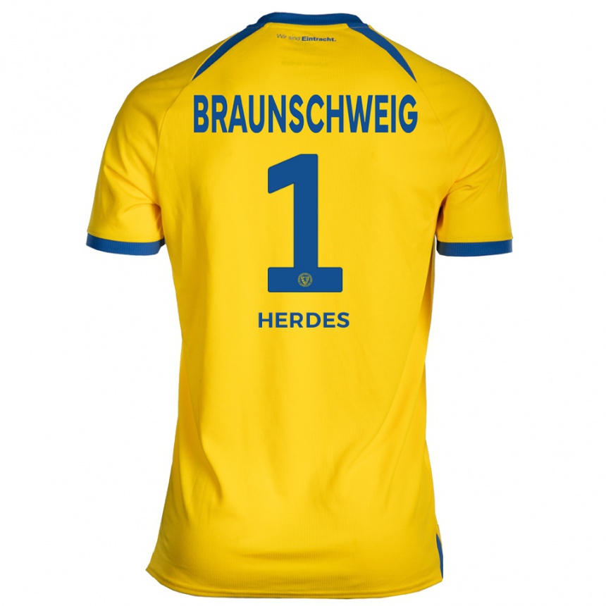 נשים כדורגל לאון הרדס #1 צהוב כחול ג'רזי ביתית 2025/26