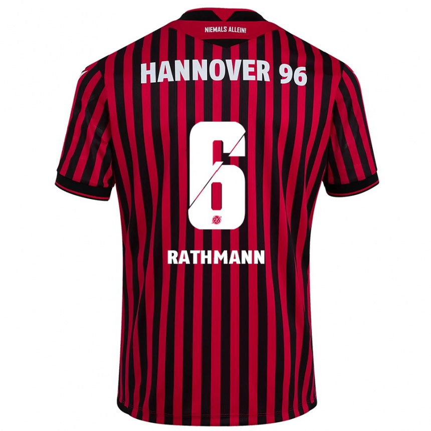 נשים כדורגל Lena Rathmann #6 אדום שחור ג'רזי ביתית 2025/26