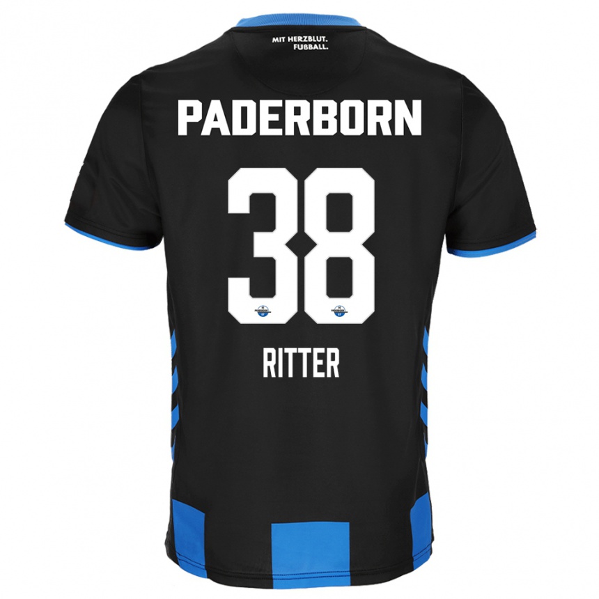 נשים כדורגל Max Ritter #38 שחור כחול ג'רזי ביתית 2025/26