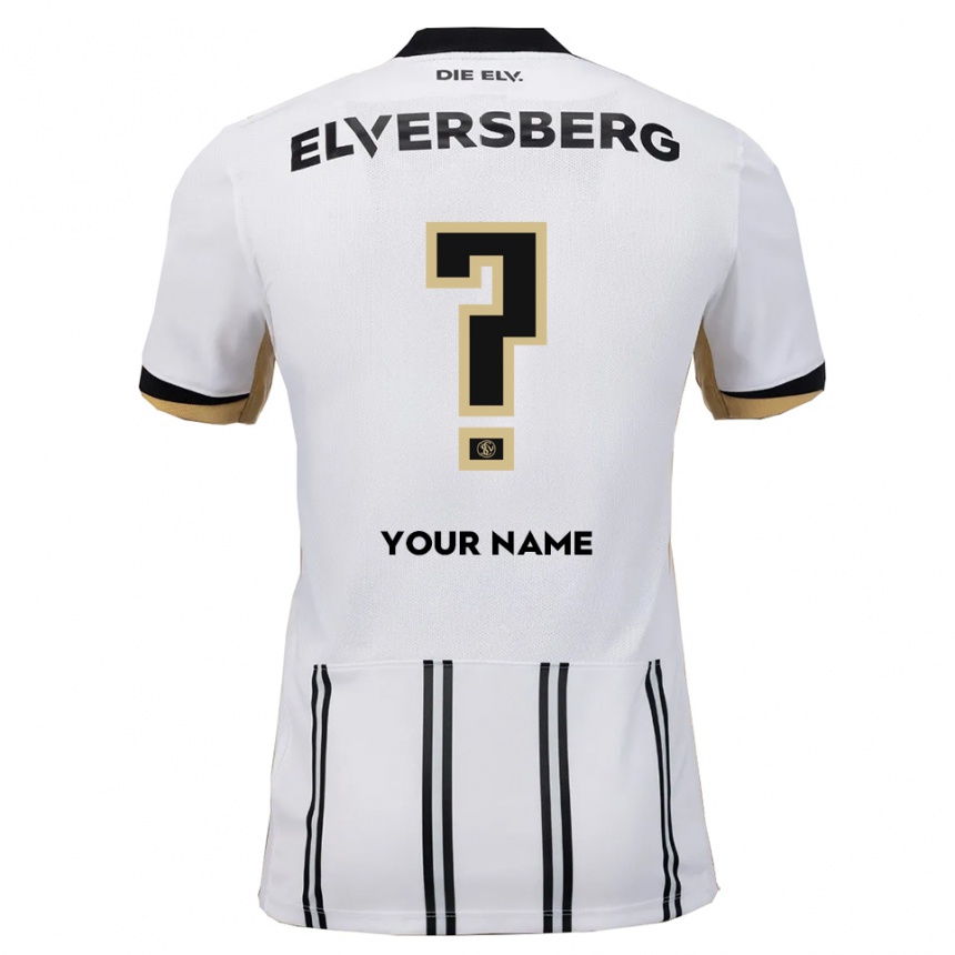 נשים כדורגל השם שלך #0 לבן שחור ג'רזי ביתית 2025/26