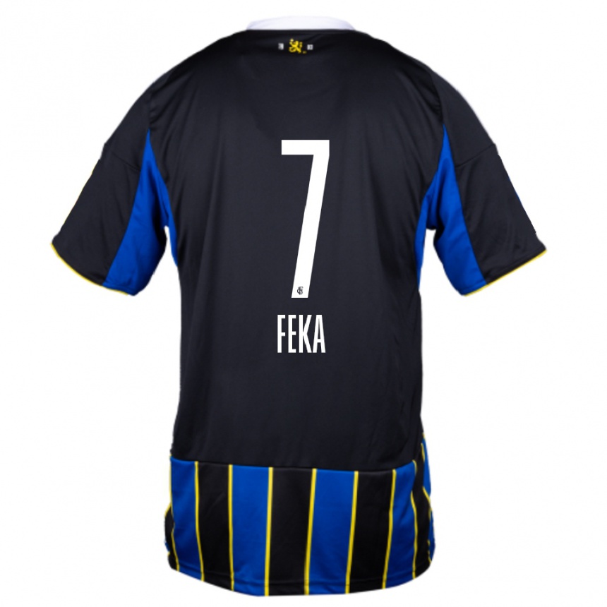 נשים כדורגל Lukas Feka #7 כחול שחור צהוב ג'רזי ביתית 2025/26