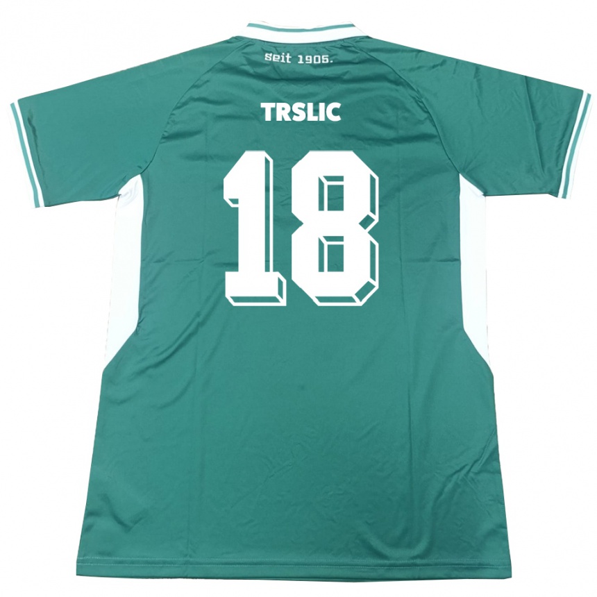 נשים כדורגל Luca Trslic #18 ירוק לבן ג'רזי ביתית 2025/26