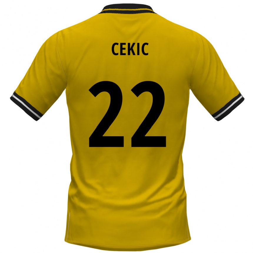 נשים כדורגל עדנאן צ'יקיץ' #22 צהוב שחור ג'רזי ביתית 2025/26