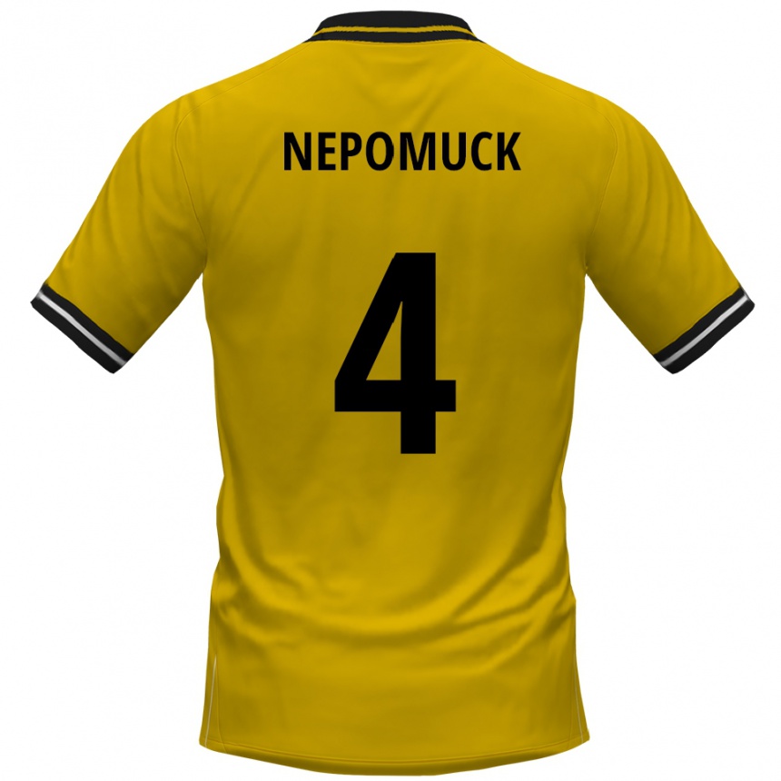 נשים כדורגל Simon Nepomuck #4 צהוב שחור ג'רזי ביתית 2025/26