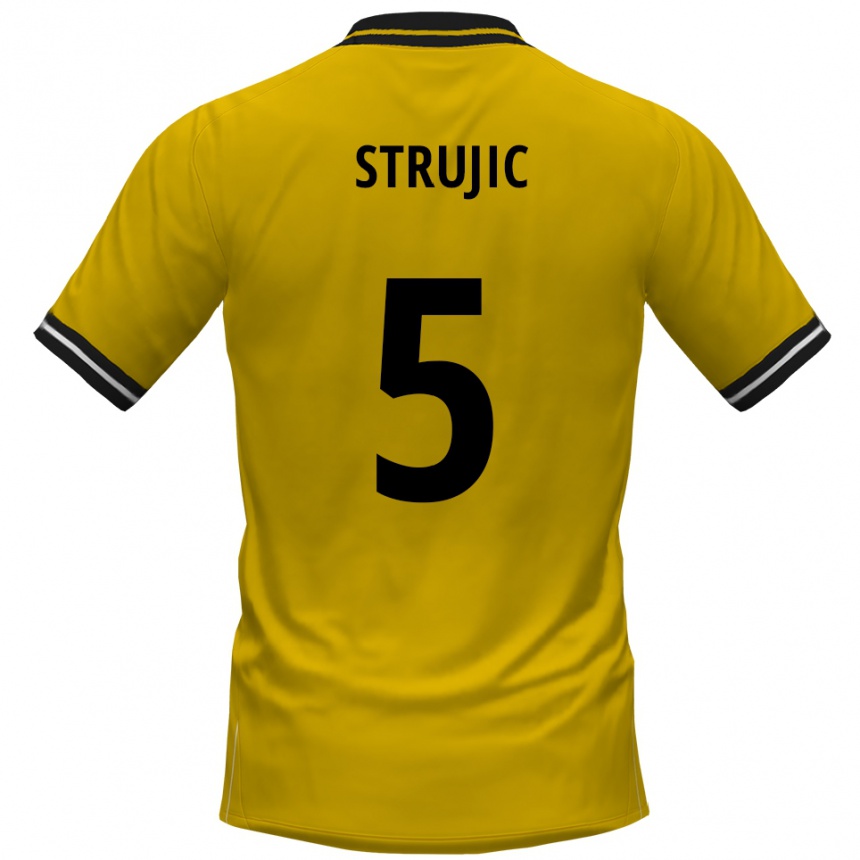 נשים כדורגל Sasa Strujic #5 צהוב שחור ג'רזי ביתית 2025/26