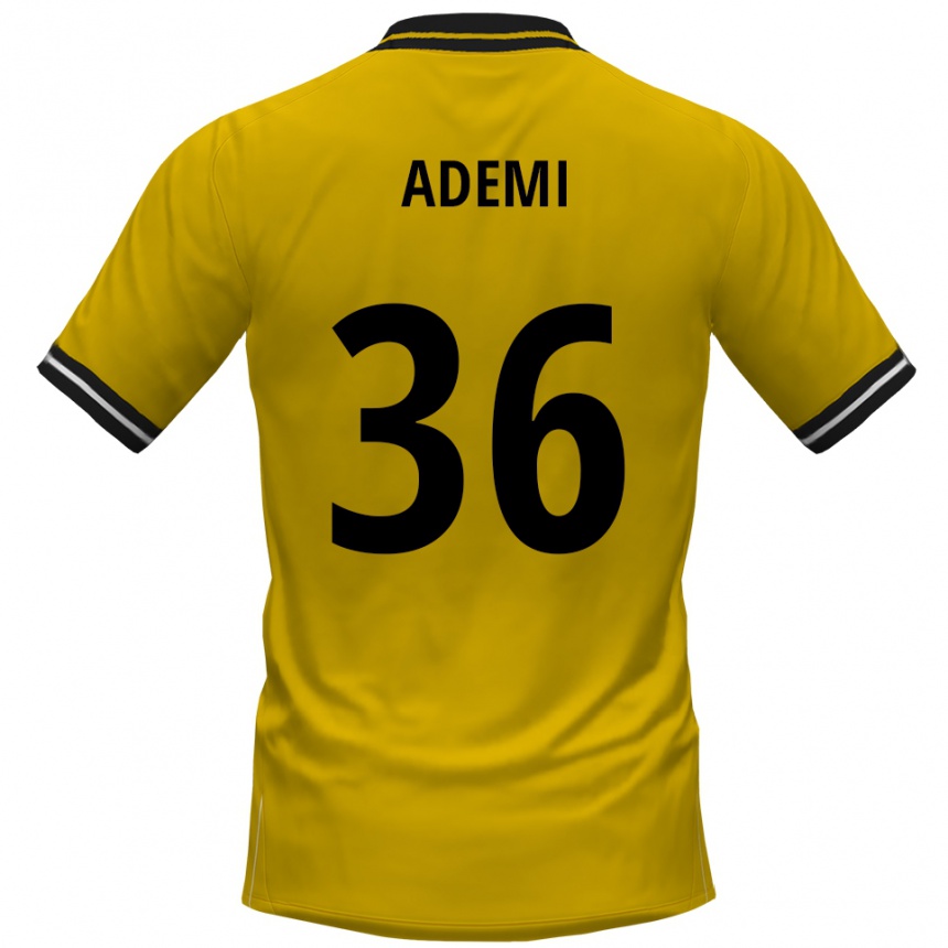 נשים כדורגל Faton Ademi #36 צהוב שחור ג'רזי ביתית 2025/26