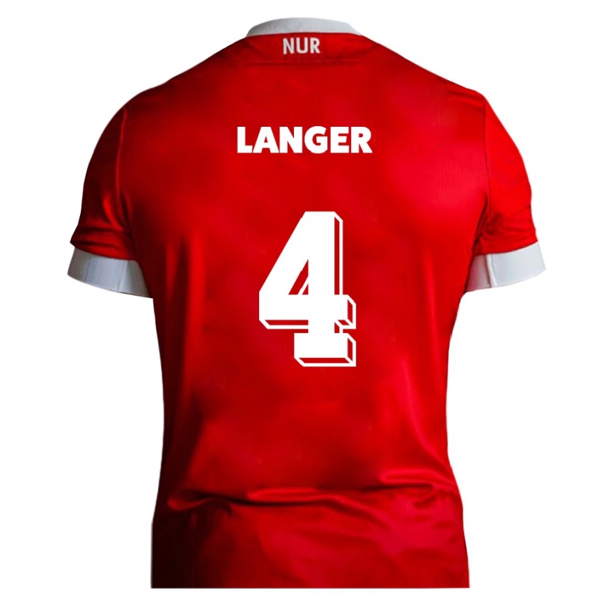 נשים כדורגל Phillip Langer #4 אדום לבן ג'רזי ביתית 2025/26