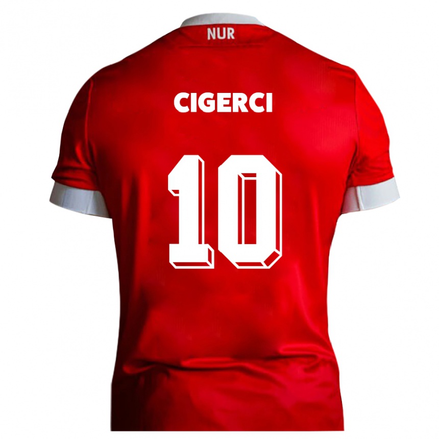 נשים כדורגל Tolcay Cigerci #10 אדום לבן ג'רזי ביתית 2025/26