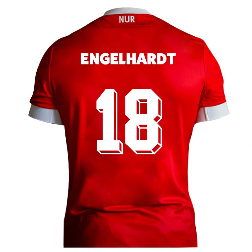 נשים כדורגל אריק אנגלהרדט #18 אדום לבן ג'רזי ביתית 2025/26