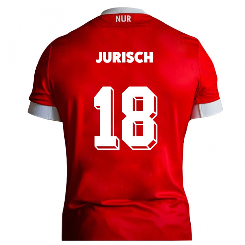 נשים כדורגל Max Jurisch #18 אדום לבן ג'רזי ביתית 2025/26