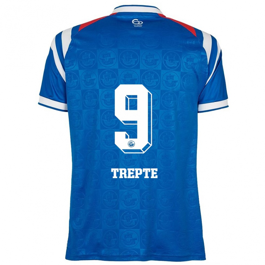 נשים כדורגל Neele Trepte #9 כחול לבן אדום ג'רזי ביתית 2025/26