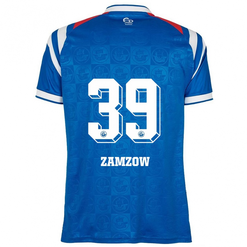 נשים כדורגל קלאס לאון זאמזוב #39 כחול לבן אדום ג'רזי ביתית 2025/26