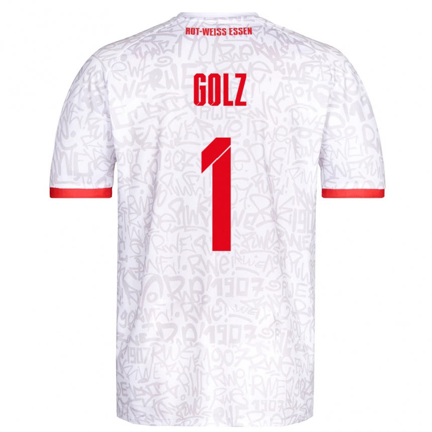 נשים כדורגל Jakob Golz #1 לבן אדום ג'רזי ביתית 2025/26