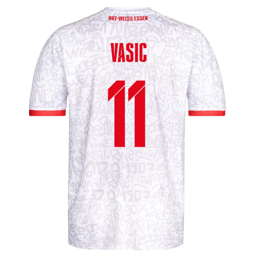 נשים כדורגל Fadih Vasic #11 לבן אדום ג'רזי ביתית 2025/26