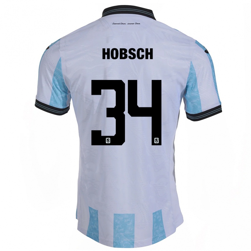 נשים כדורגל פטריק הובש #34 לבן תכלת ג'רזי ביתית 2025/26