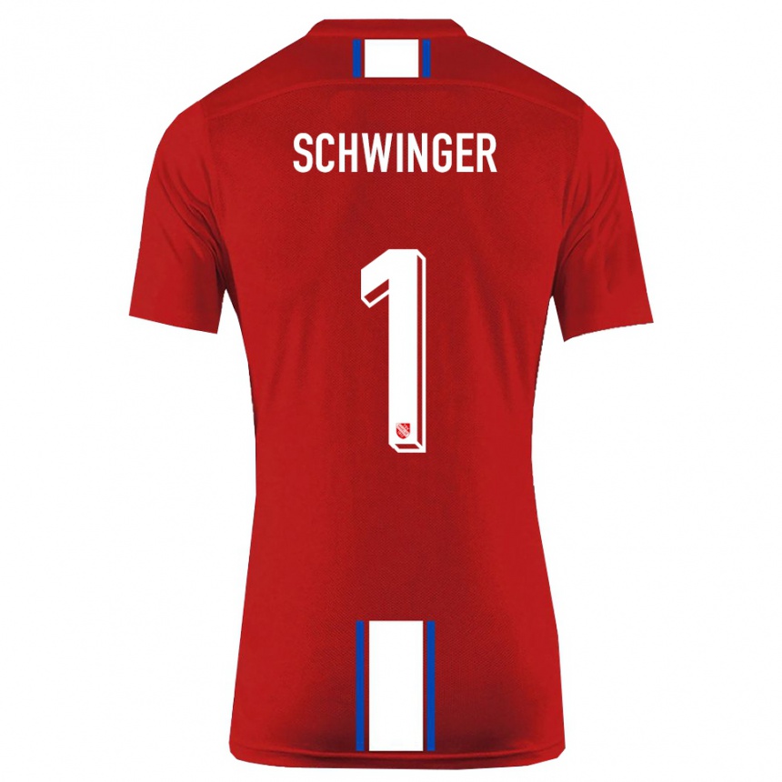 נשים כדורגל Holm Schwinger #1 אדום לבן ג'רזי ביתית 2025/26