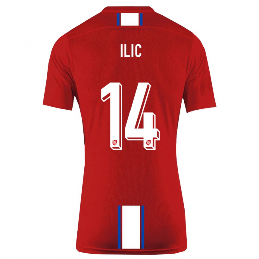 נשים כדורגל מרקו איליץ' #14 אדום לבן ג'רזי ביתית 2025/26
