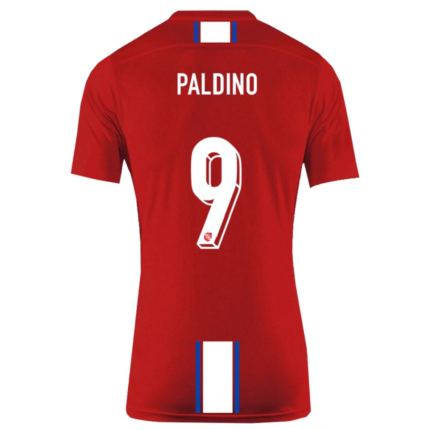 נשים כדורגל לורנזו פלדינו #9 אדום לבן ג'רזי ביתית 2025/26