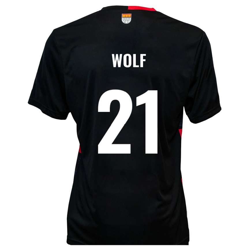 נשים כדורגל Lucas Wolf #21 שחור אדום ג'רזי ביתית 2025/26