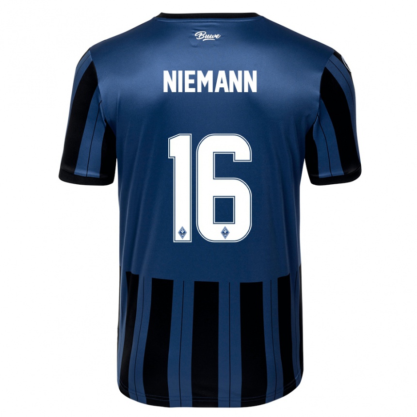 נשים כדורגל Jan Niemann #16 כחול אפור שחור ג'רזי ביתית 2025/26