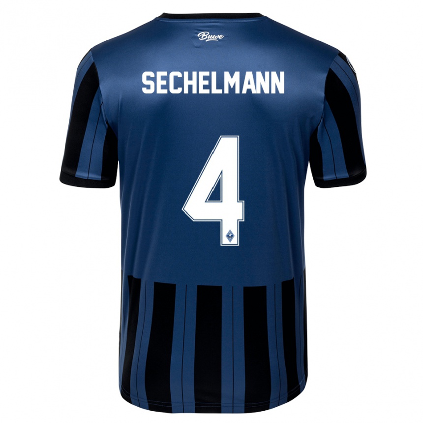 נשים כדורגל Tim Sechelmann #4 כחול אפור שחור ג'רזי ביתית 2025/26