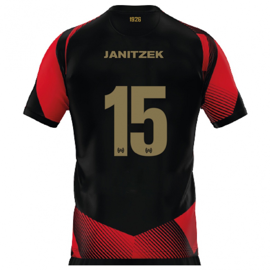 נשים כדורגל ג'סטין ג'ניצק #15 שחור אדום ג'רזי ביתית 2025/26