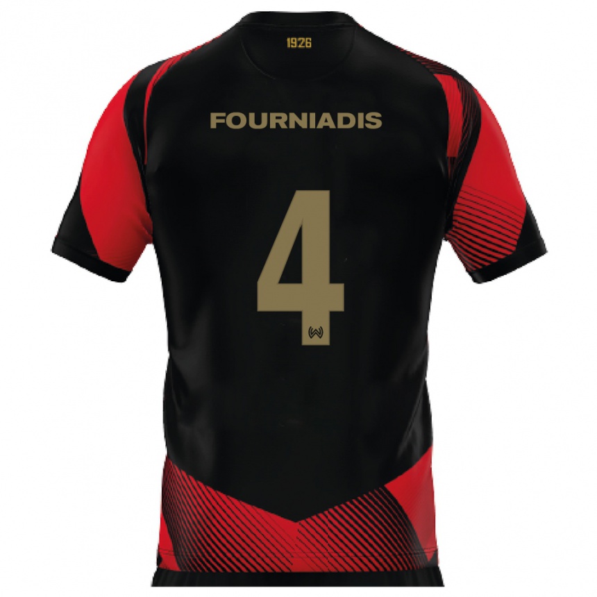 נשים כדורגל Linos Fourniadis #4 שחור אדום ג'רזי ביתית 2025/26