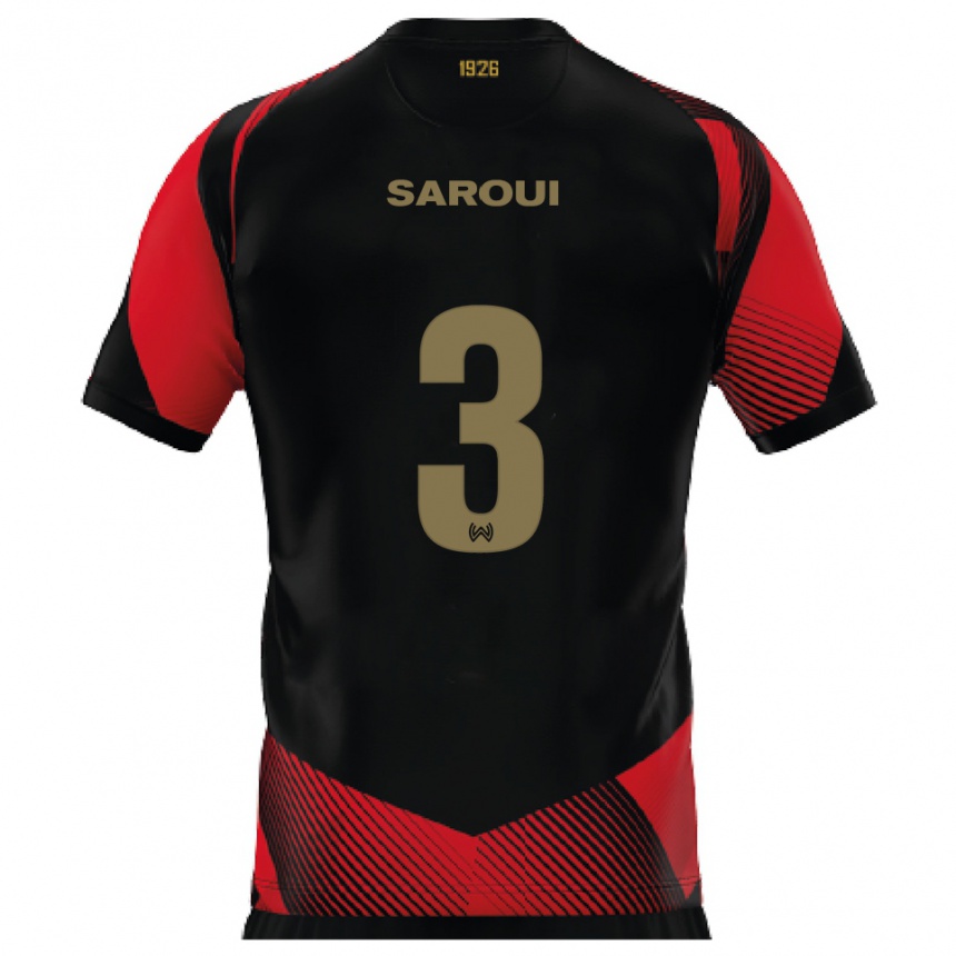 נשים כדורגל Amin Saroui #3 שחור אדום ג'רזי ביתית 2025/26
