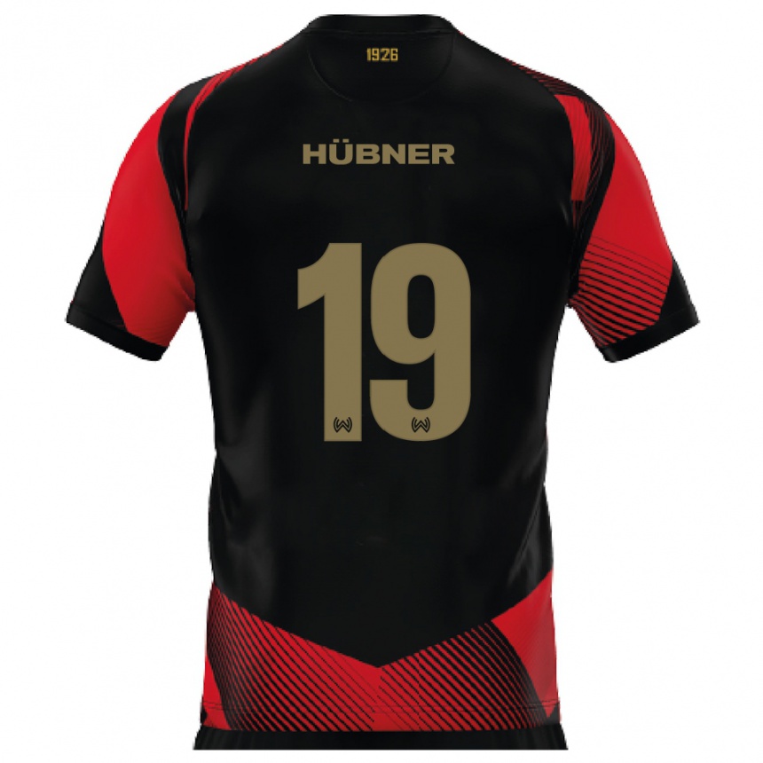 נשים כדורגל Florian Hübner #19 שחור אדום ג'רזי ביתית 2025/26