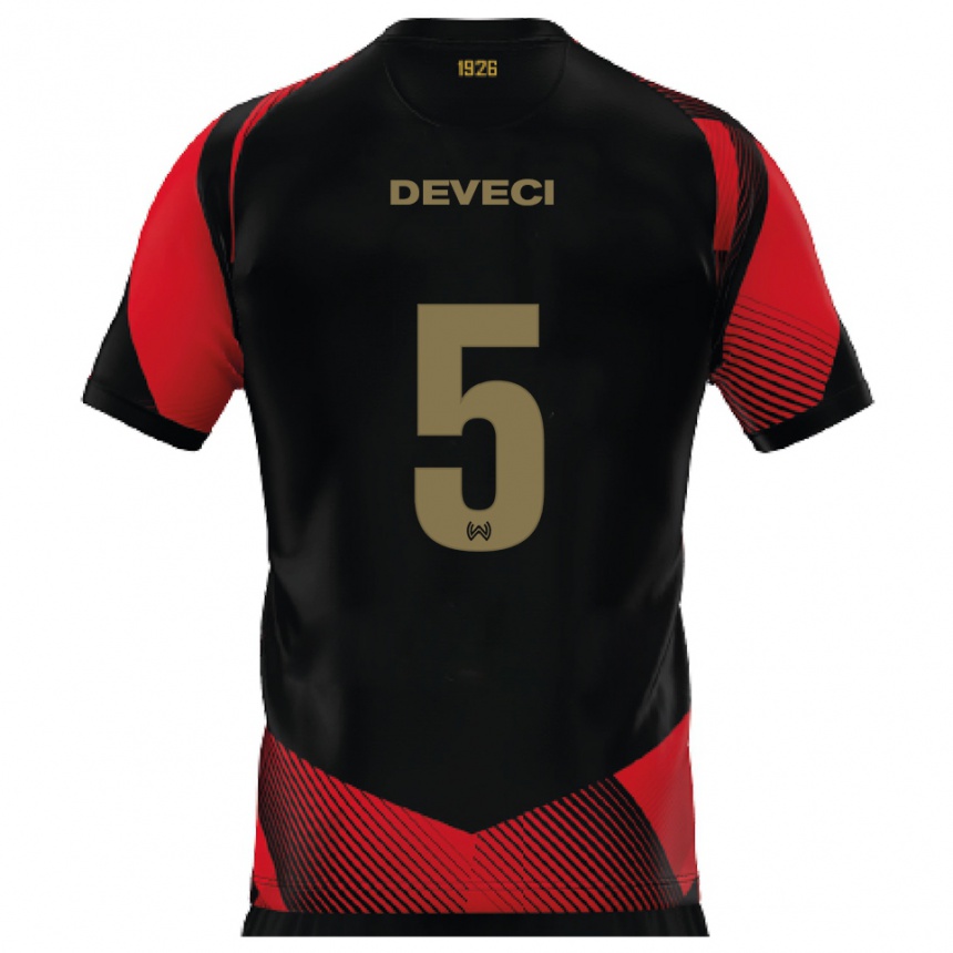 נשים כדורגל Hüseyin Deveci #5 שחור אדום ג'רזי ביתית 2025/26