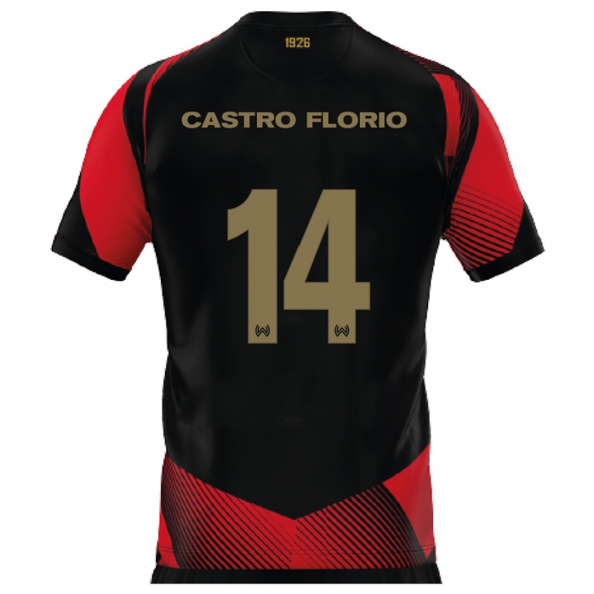 נשים כדורגל Giancarlo Castro Florio #14 שחור אדום ג'רזי ביתית 2025/26