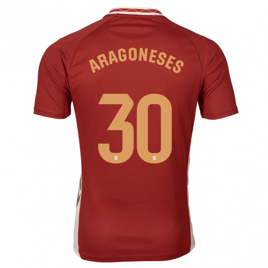 נשים כדורגל Sergio Aragoneses #30 בורדו זהב הרחק ג'רזי 2025/26