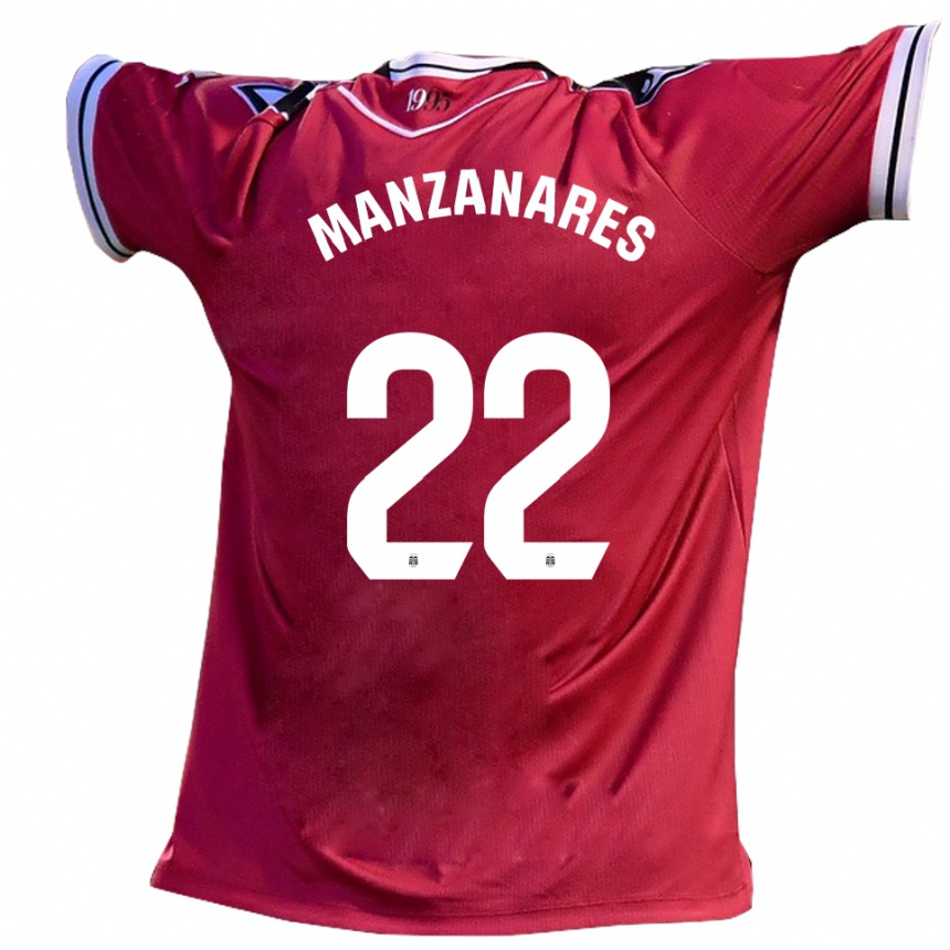 נשים כדורגל Dani Manzanares #22 בורדו שחור הרחק ג'רזי 2025/26