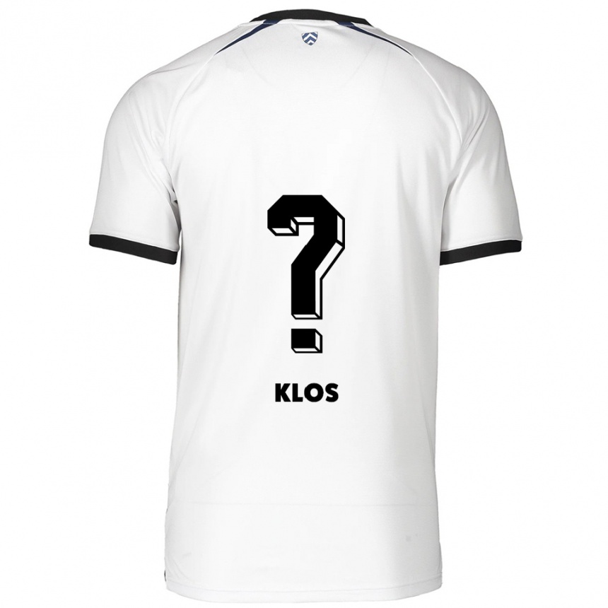 נשים כדורגל Aaron Klos #0 לבן שחור הרחק ג'רזי 2025/26