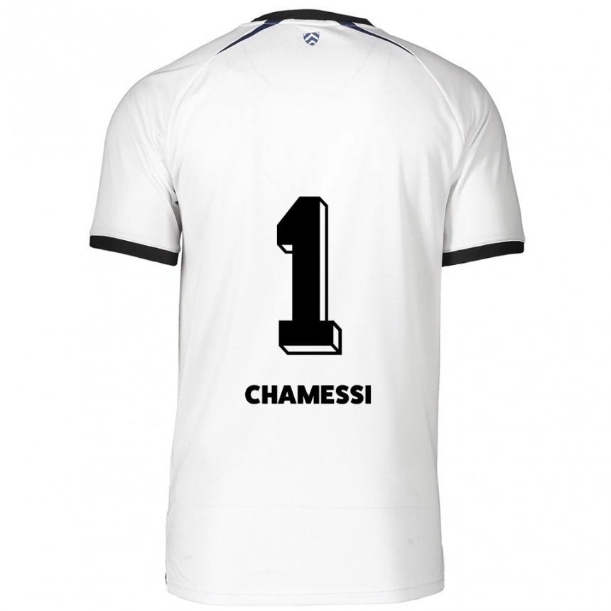 נשים כדורגל Ian Chamessi #1 לבן שחור הרחק ג'רזי 2025/26