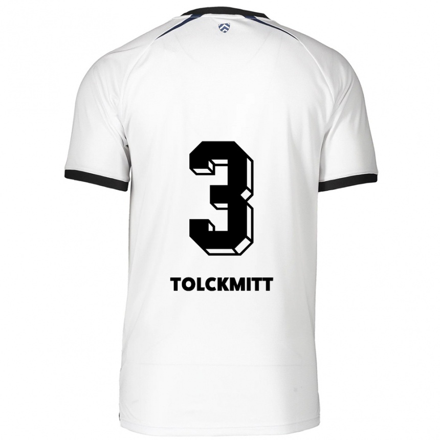 נשים כדורגל Rike Tolckmitt #3 לבן שחור הרחק ג'רזי 2025/26