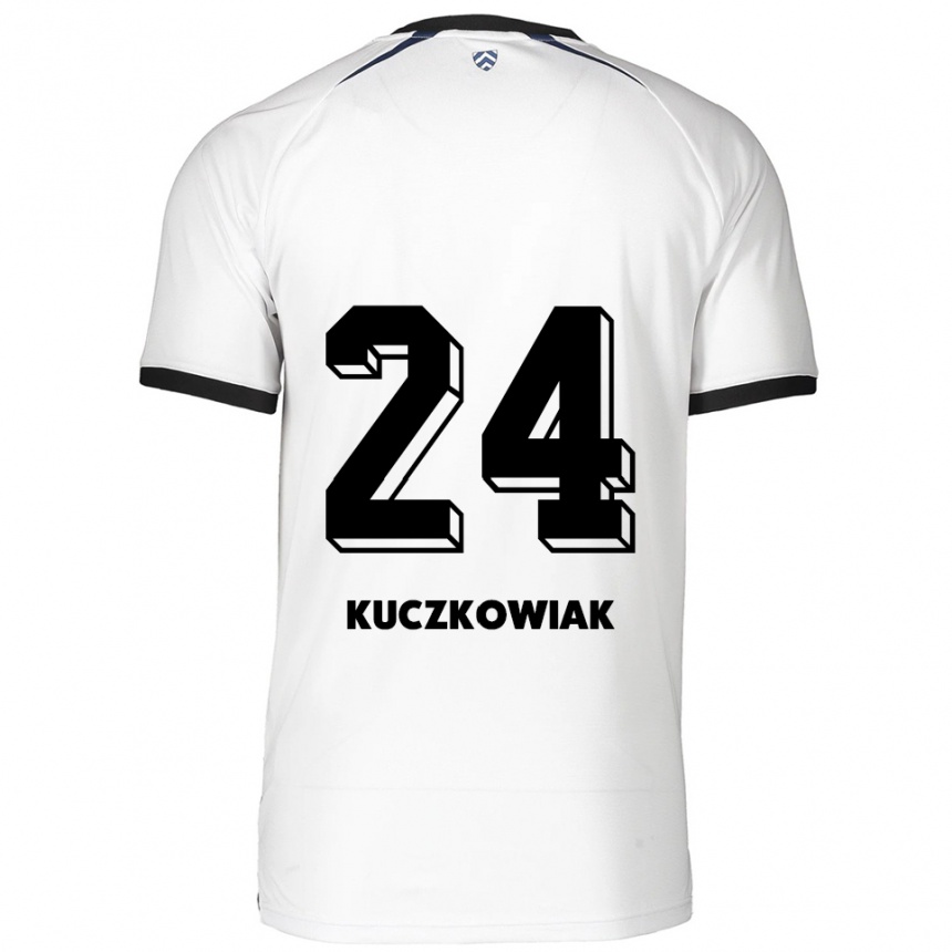 נשים כדורגל Mateusz Kuczkowiak #24 לבן שחור הרחק ג'רזי 2025/26