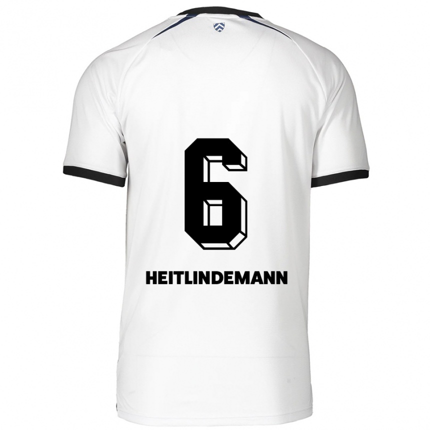 נשים כדורגל Leonie Heitlindemann #6 לבן שחור הרחק ג'רזי 2025/26