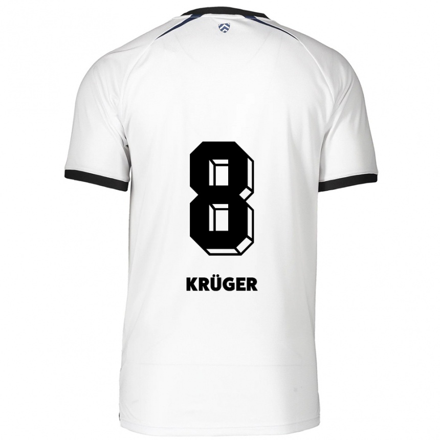 נשים כדורגל Tom Krüger #8 לבן שחור הרחק ג'רזי 2025/26