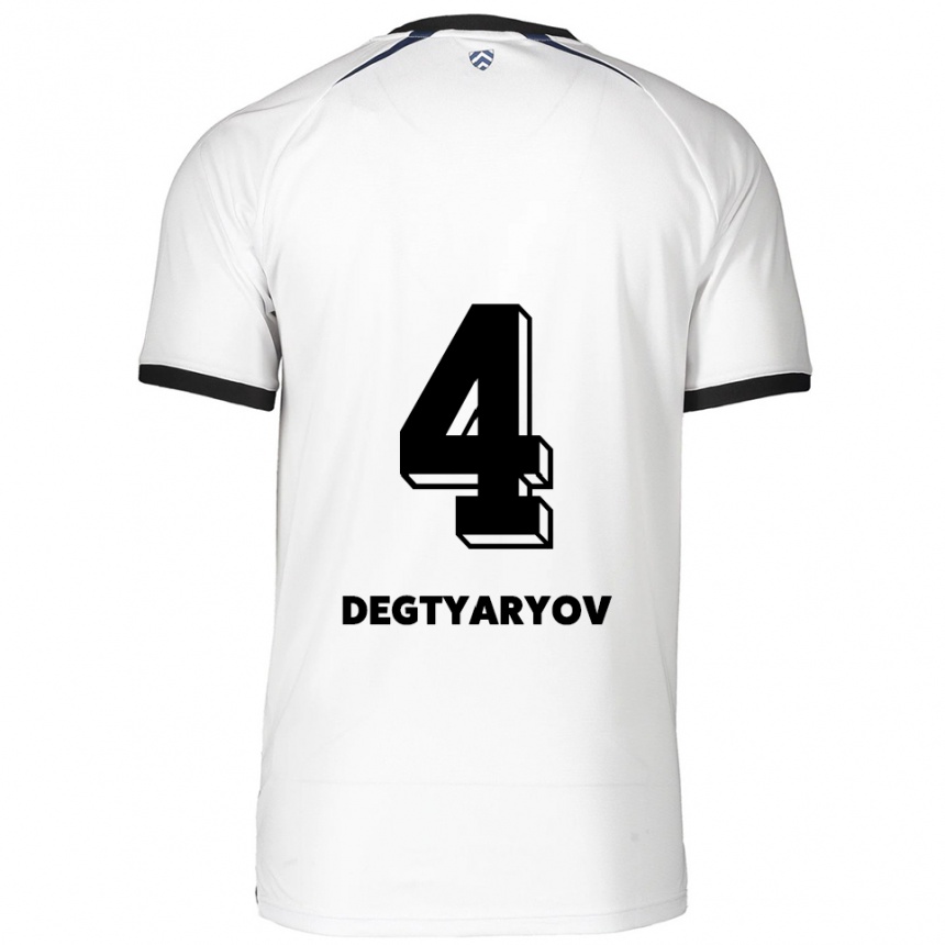 נשים כדורגל Volodymyr Degtyaryov #4 לבן שחור הרחק ג'רזי 2025/26