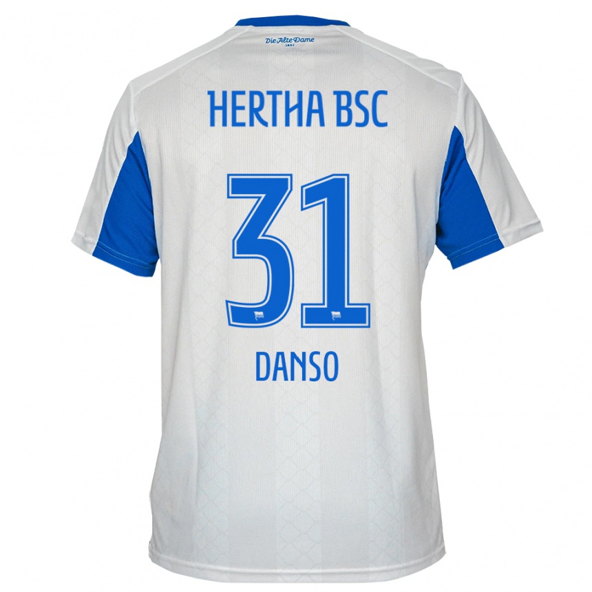 נשים כדורגל Serwaah-Bonsu Danso #31 לבן כחול הרחק ג'רזי 2025/26