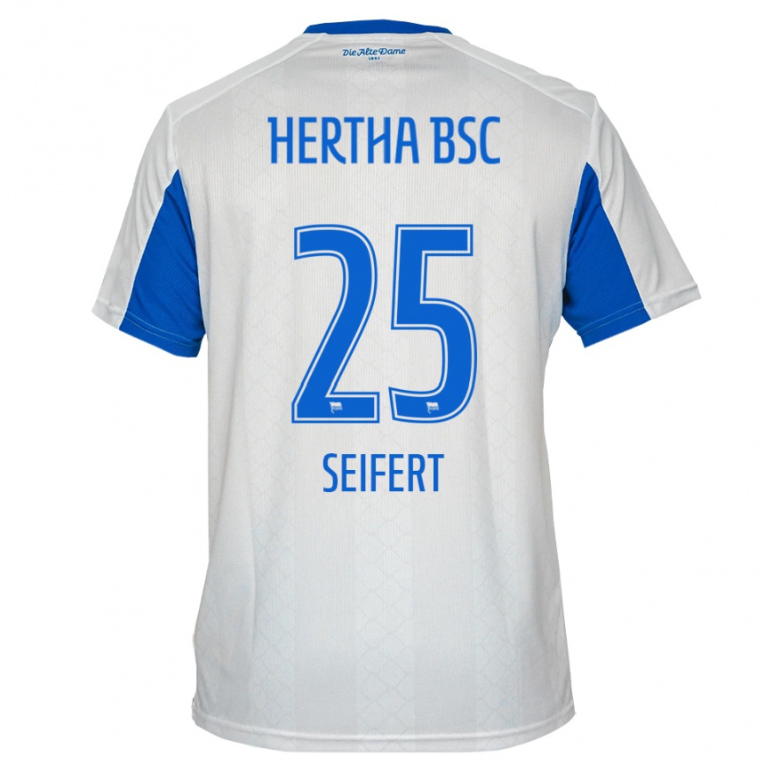 נשים כדורגל Johanna Seifert #25 לבן כחול הרחק ג'רזי 2025/26