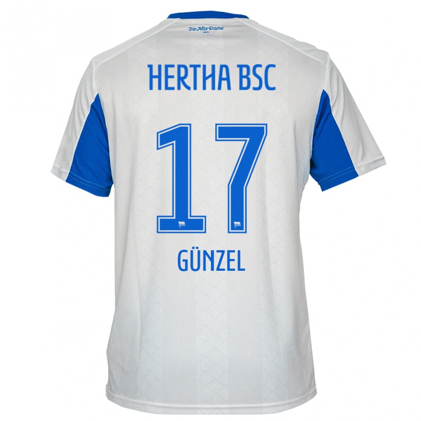 נשים כדורגל Maximilian Günzel #17 לבן כחול הרחק ג'רזי 2025/26