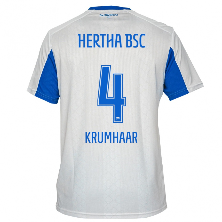 נשים כדורגל מרווין קרומחאר #4 לבן כחול הרחק ג'רזי 2025/26