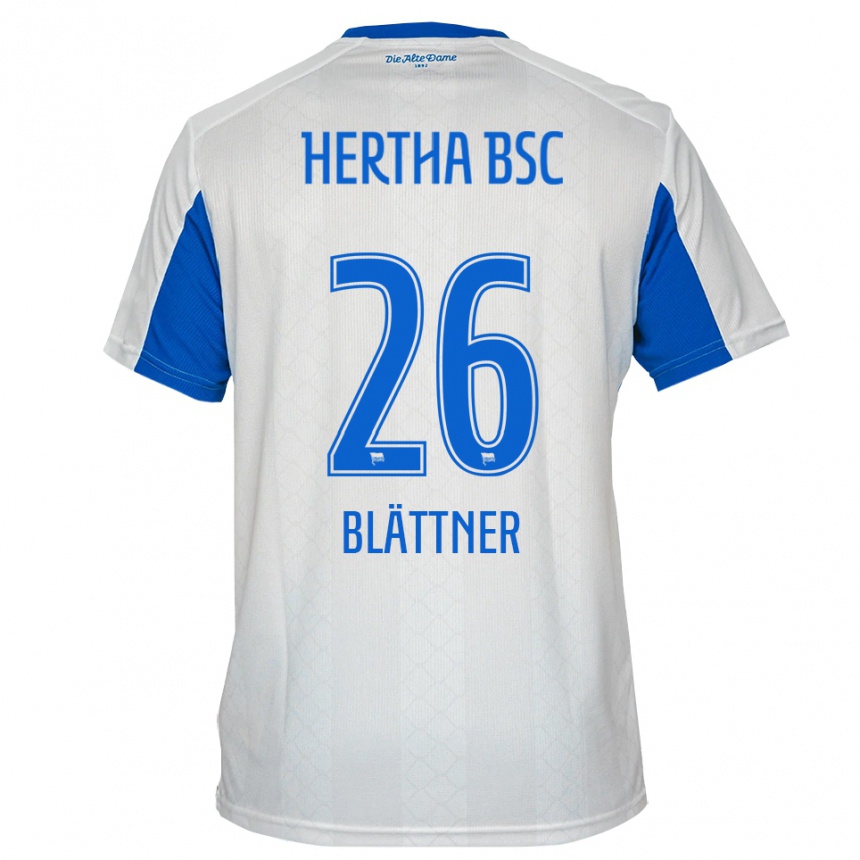 נשים כדורגל Amelie Blättner #26 לבן כחול הרחק ג'רזי 2025/26